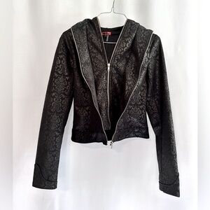 HL Women's Black Double Zippers Punk Rocker Jacket